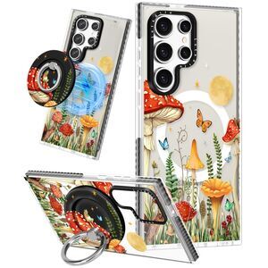 Galaxy S22 Ultra Ring Holder Kickstand Art Butterfly Case, 20K-173PH018